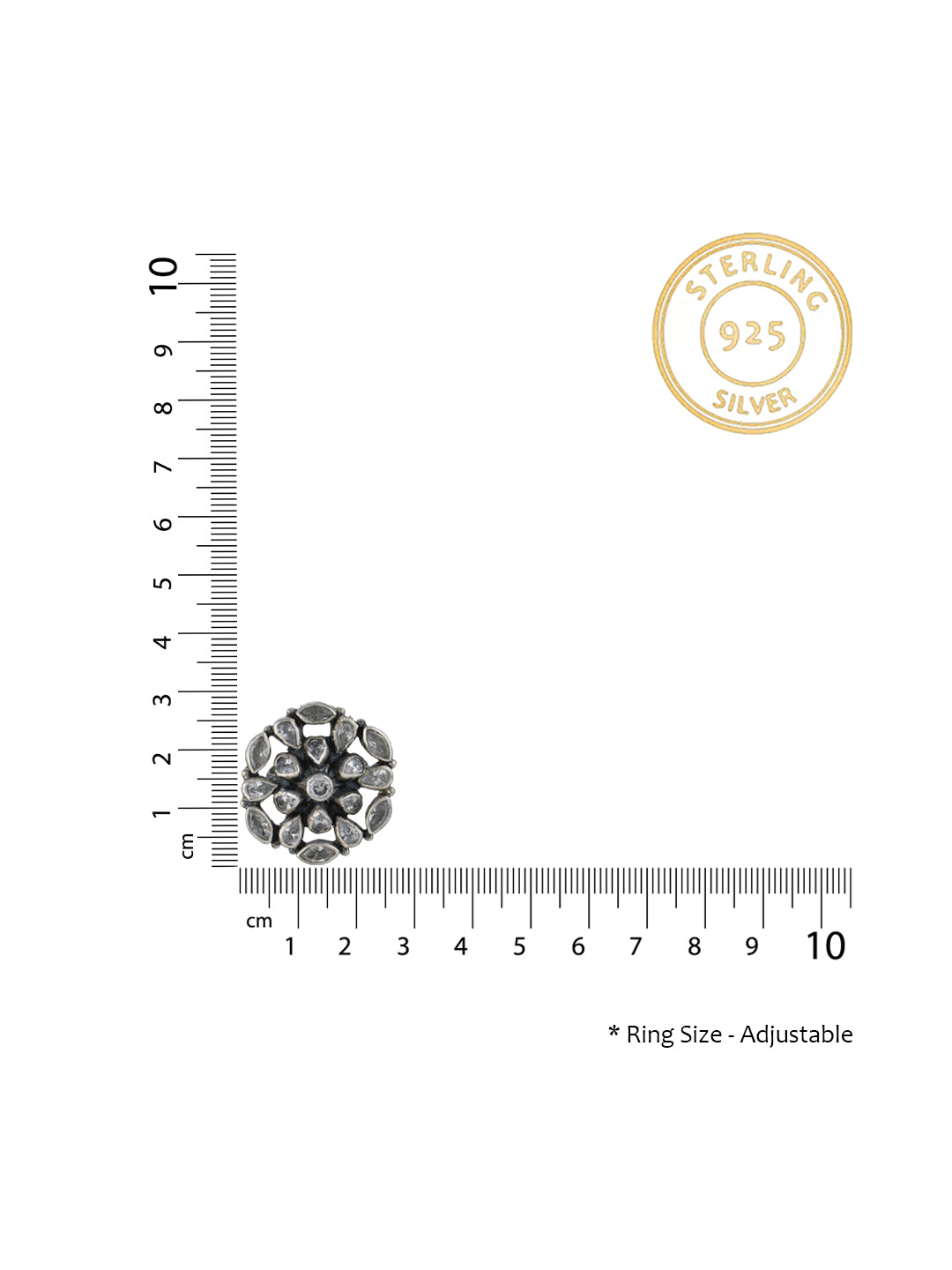 Everyday Wear Kundan Adjustable Ring view 3