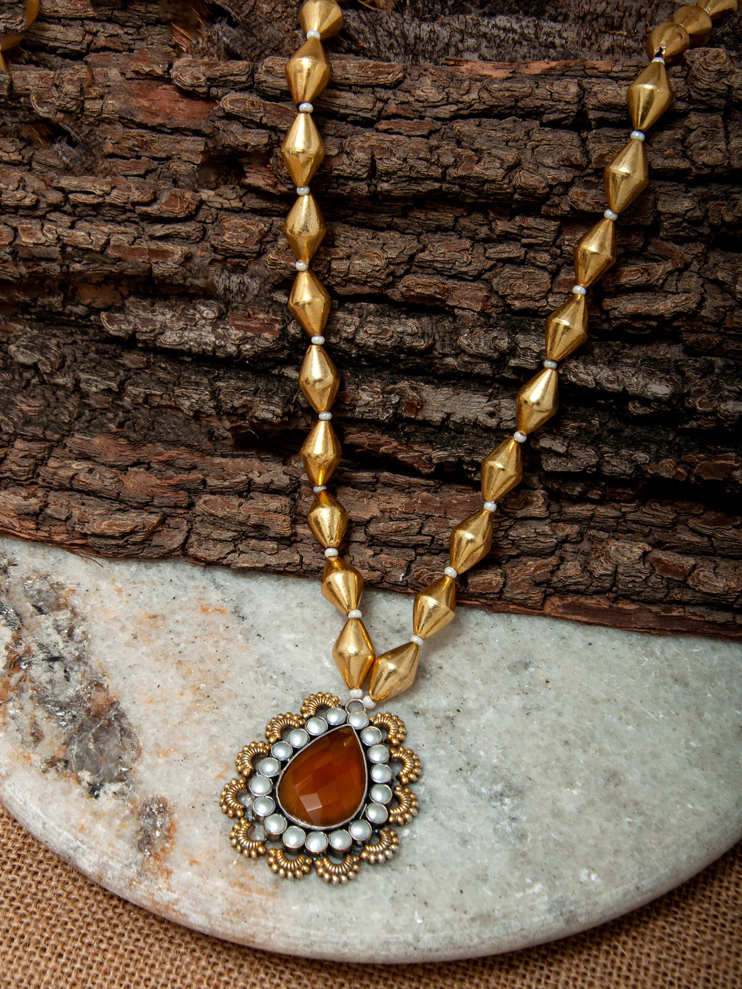 925 Sterling Silver Beaded Necklace with Carnelian