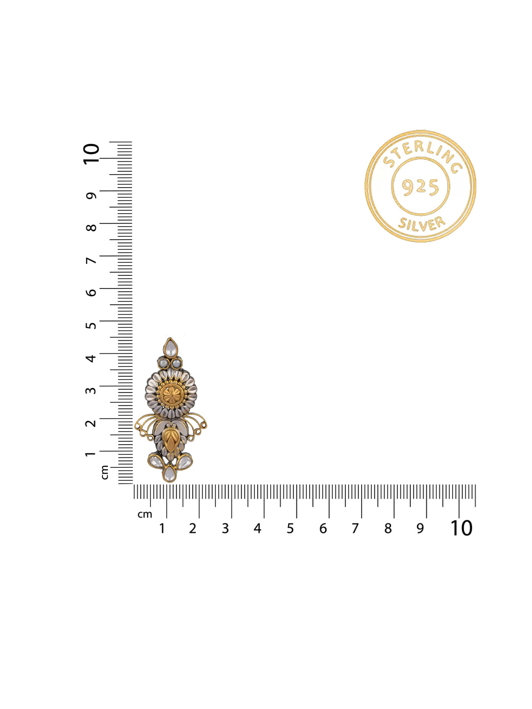 Two Toned Intricate Studs with Kundan view 3