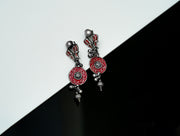 Red Meenakari Earring With Ghungroos - Neeta Boochra Jewellery
