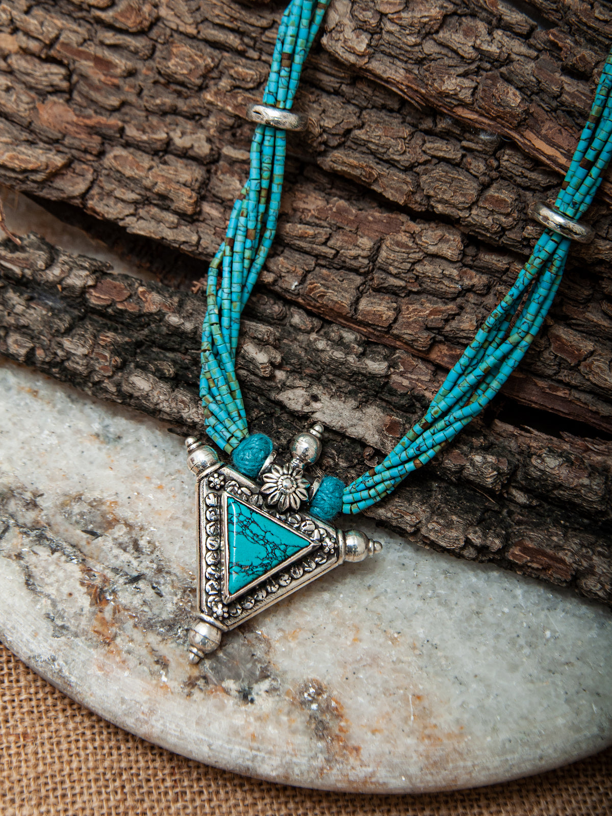 925 Sterling Silver Necklace with Turquoise Beads view 2