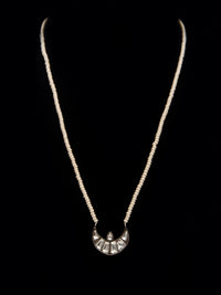 Silver Chaand Kundan Necklace with Pearl view 5