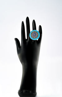 Circular Aqua Blue Meenakari Ring view 3