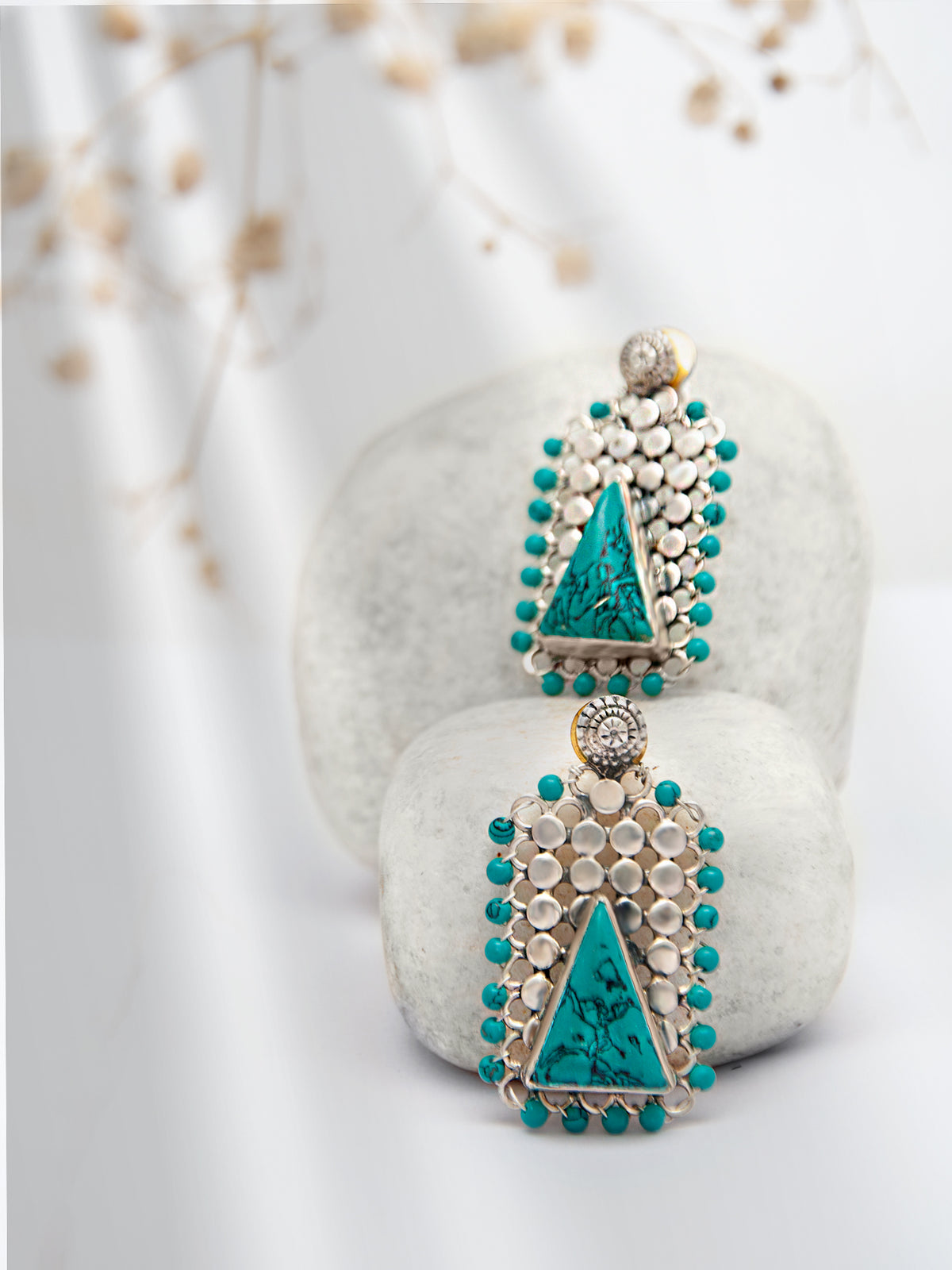 Silver Turquoise Fusion Studs view 1