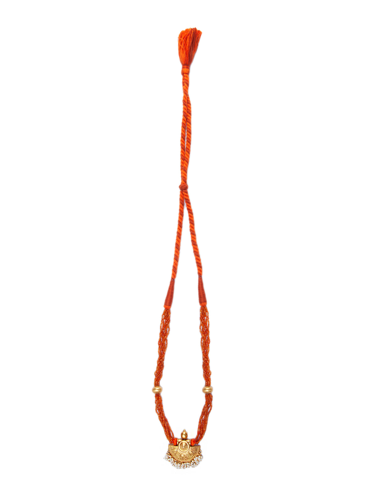 925 Sterling Silver 22K Gold Plated Necklace With Carnelian Beads and Pearl view 7