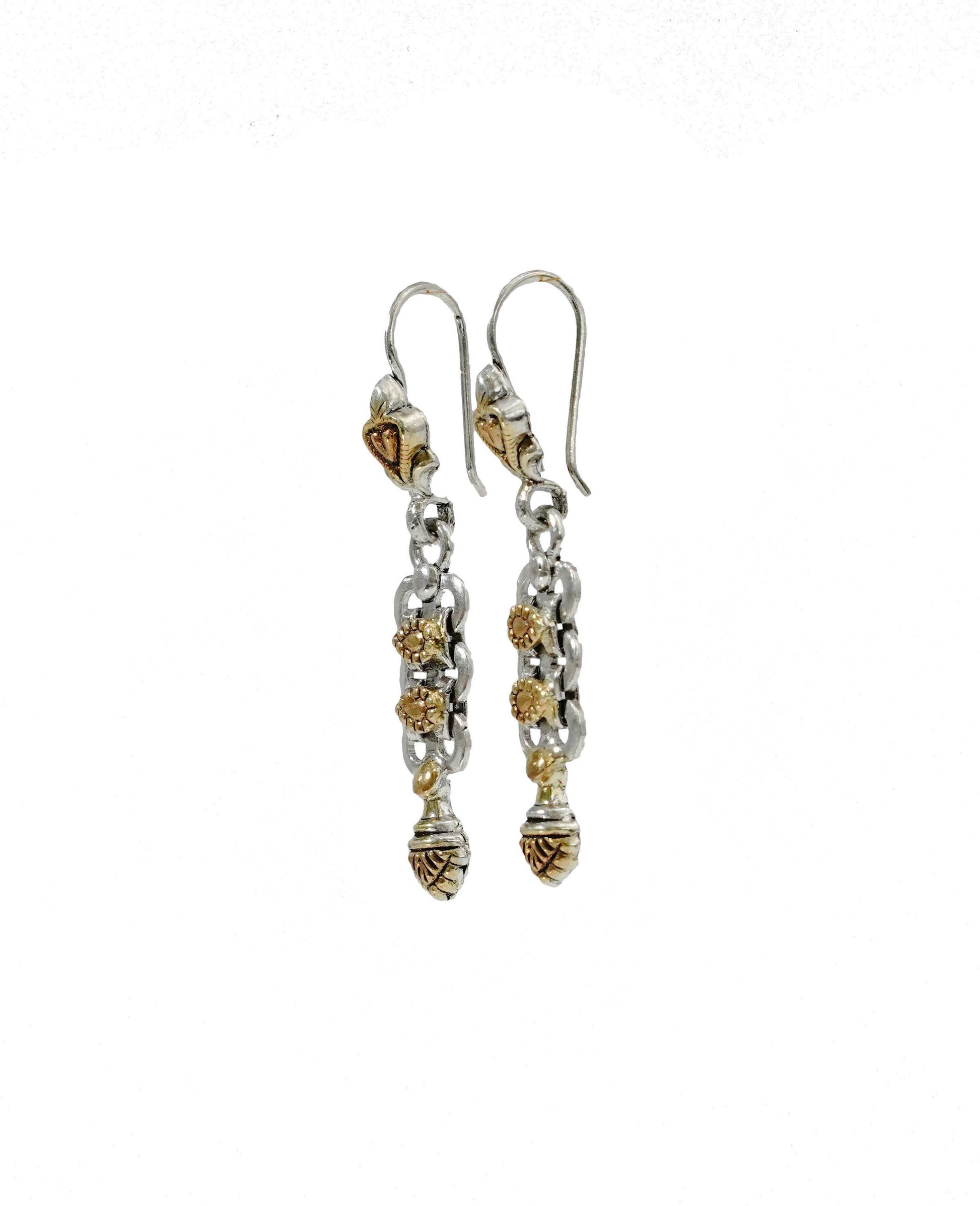 925 Silver Two Tone Danlger Earrings - Neeta Boochra Jewellery