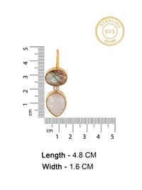 925 Sterling Silver Gold Plated Fish Hook Earrings with Labradorite and Rainbow Moonstone view 4