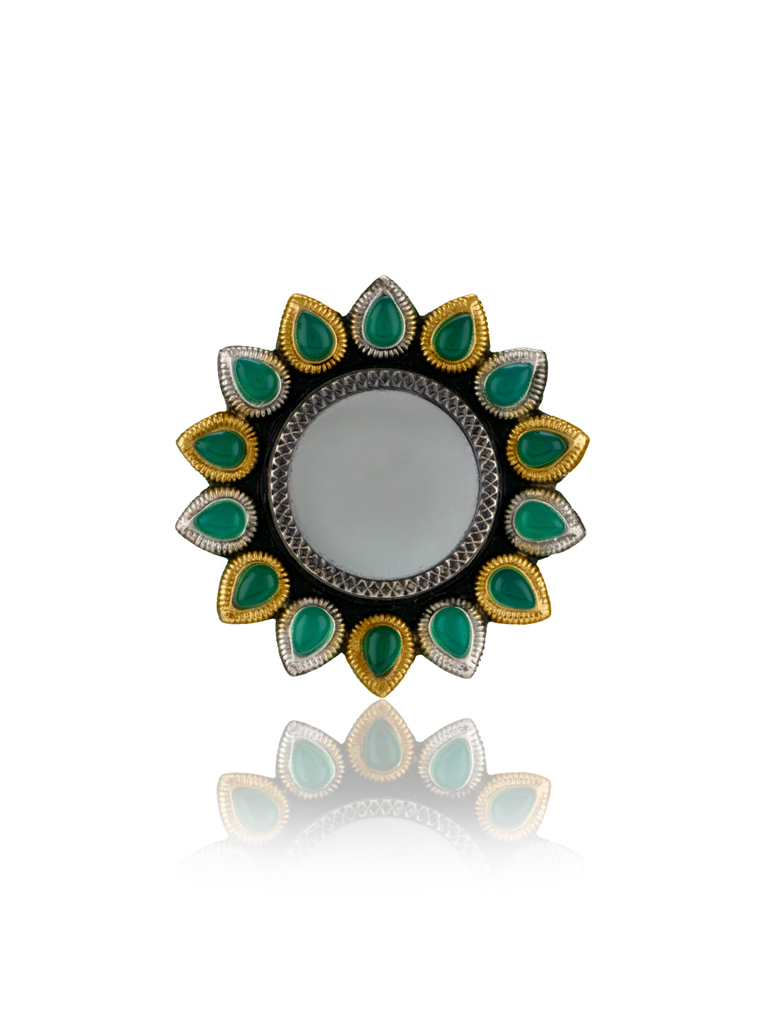 Green Onyx Adjustable Ring with Glass view 2