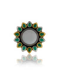 Green Onyx Adjustable Ring with Glass view 2