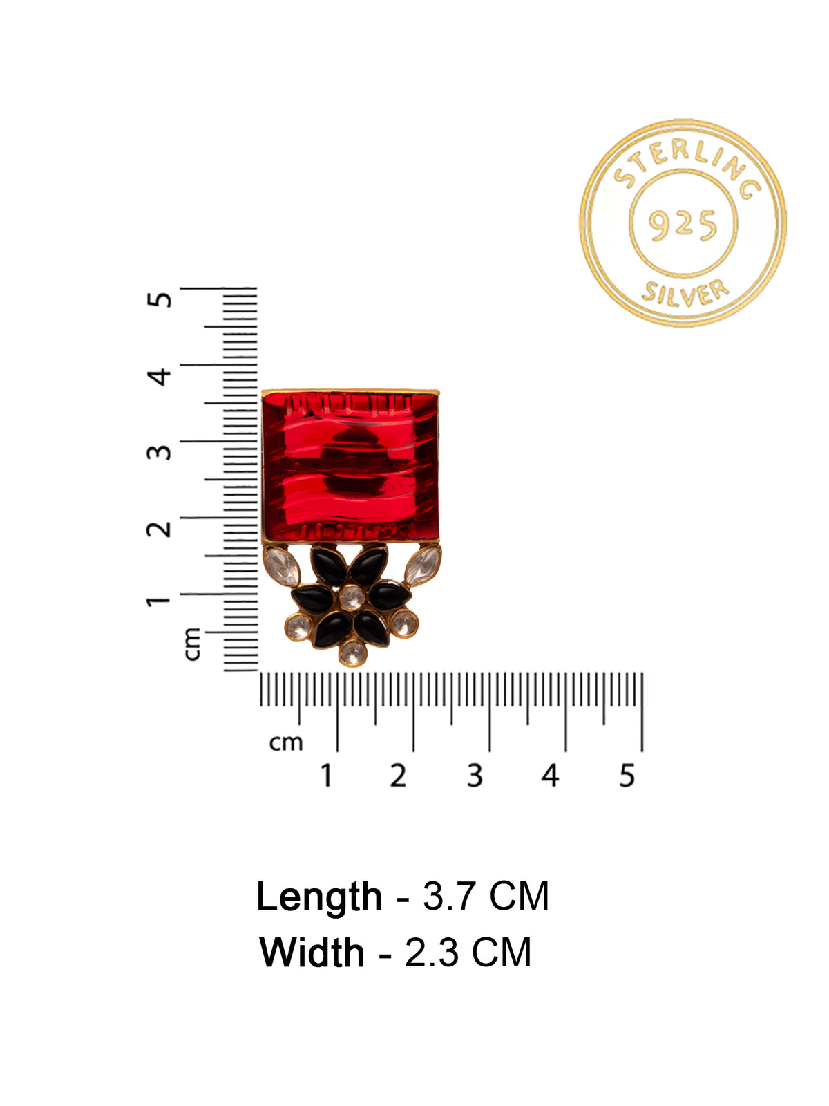 Svarnam Moissanite Red Carved Stone Studs view 6