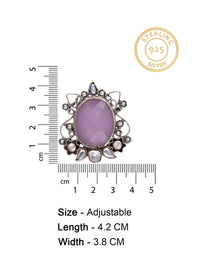 Silver Rose Quartz Adjustable Ring with Pearl view 5