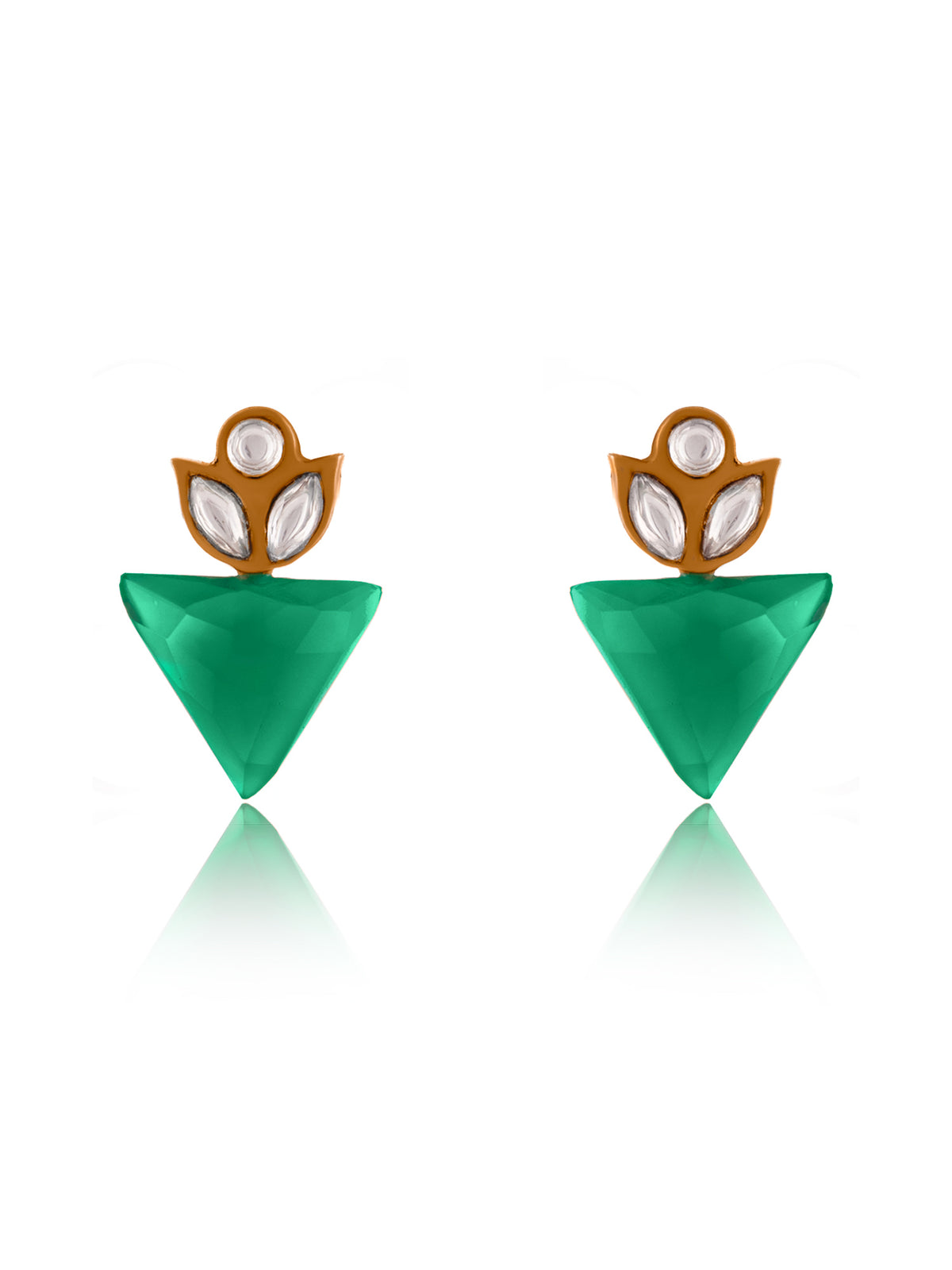 Aurora Green Onyx Triangle Studs view 3