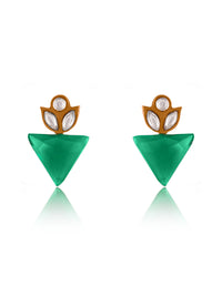 Aurora Green Onyx Triangle Studs view 3
