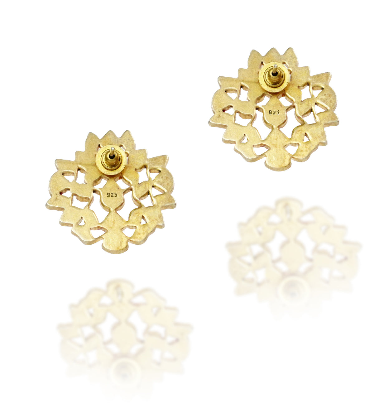 925 Silver Gold Plated Kundan Leaf Earrings view 4
