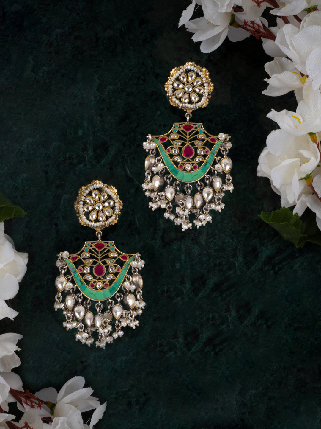 925 Sterling Silver Signature Kundan Chaandbali view 3