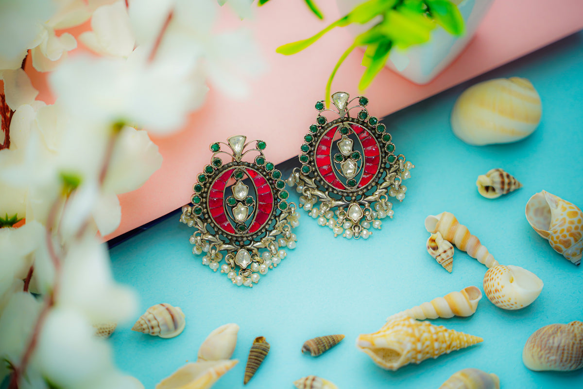 925 Silver Multicolor Statement Earrings view 3