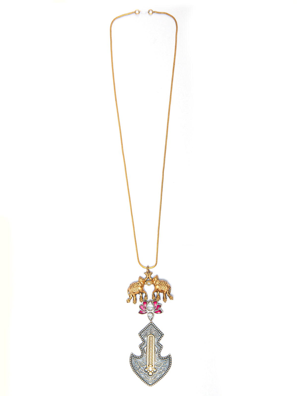 Fusion Silver Elephant Bloom Necklace view 3