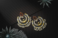 Silver Statement Two-Tone Chandbali with Ruby view 3