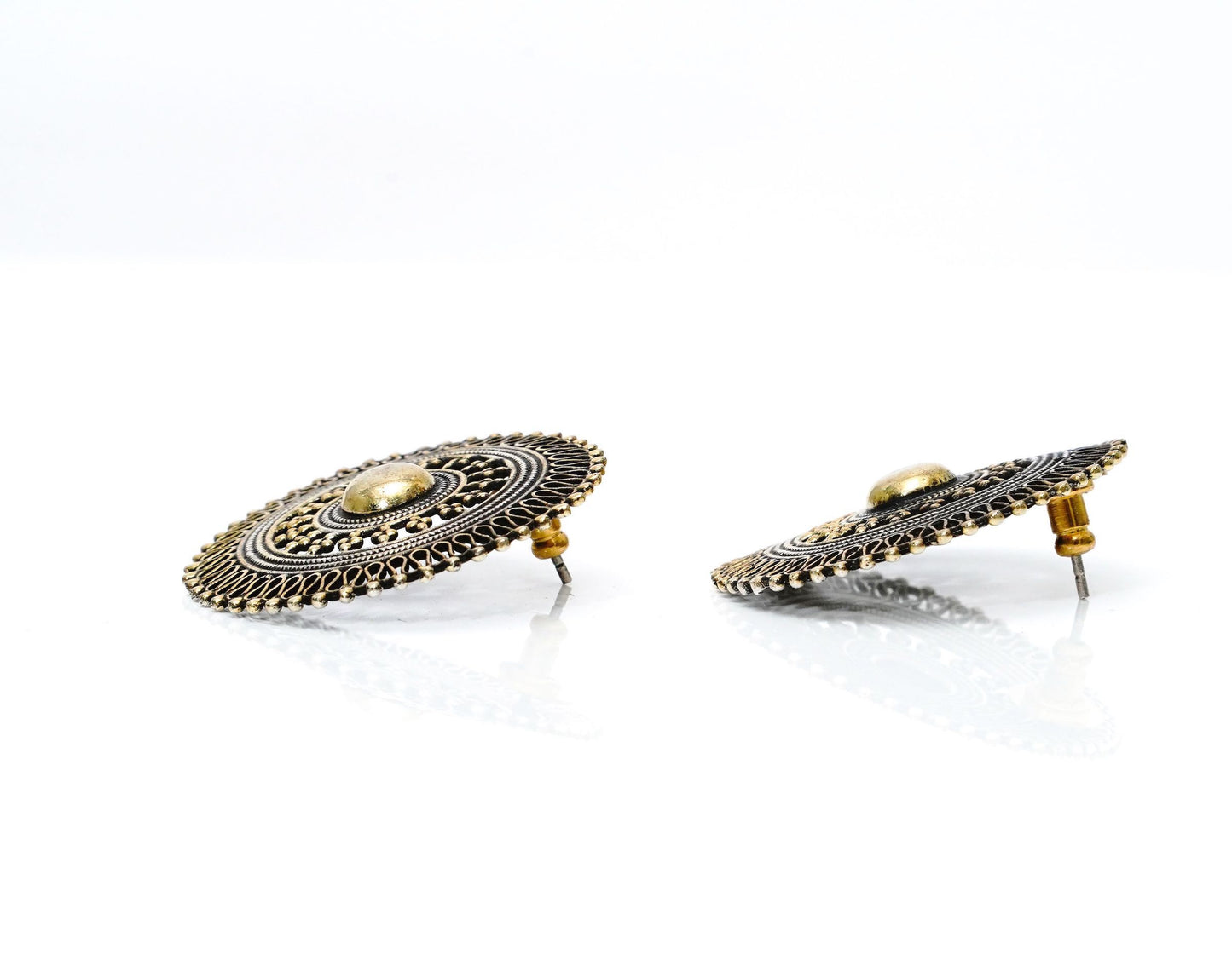 925 Silver Two Tone Mesh Earrings - Neeta Boochra Jewellery