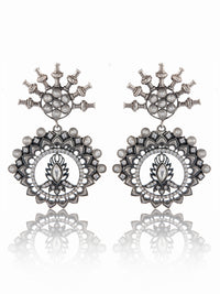 925 Sterling Silver Statement Kundan Earrings view 3
