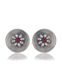 Kundan Disc Studs with Ruby view 1
