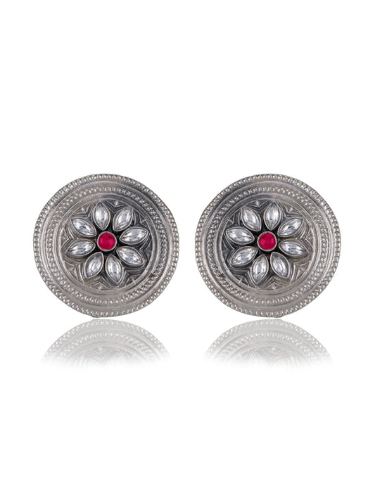 Kundan Disc Studs with Ruby