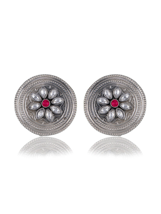 Kundan Disc Studs with Ruby