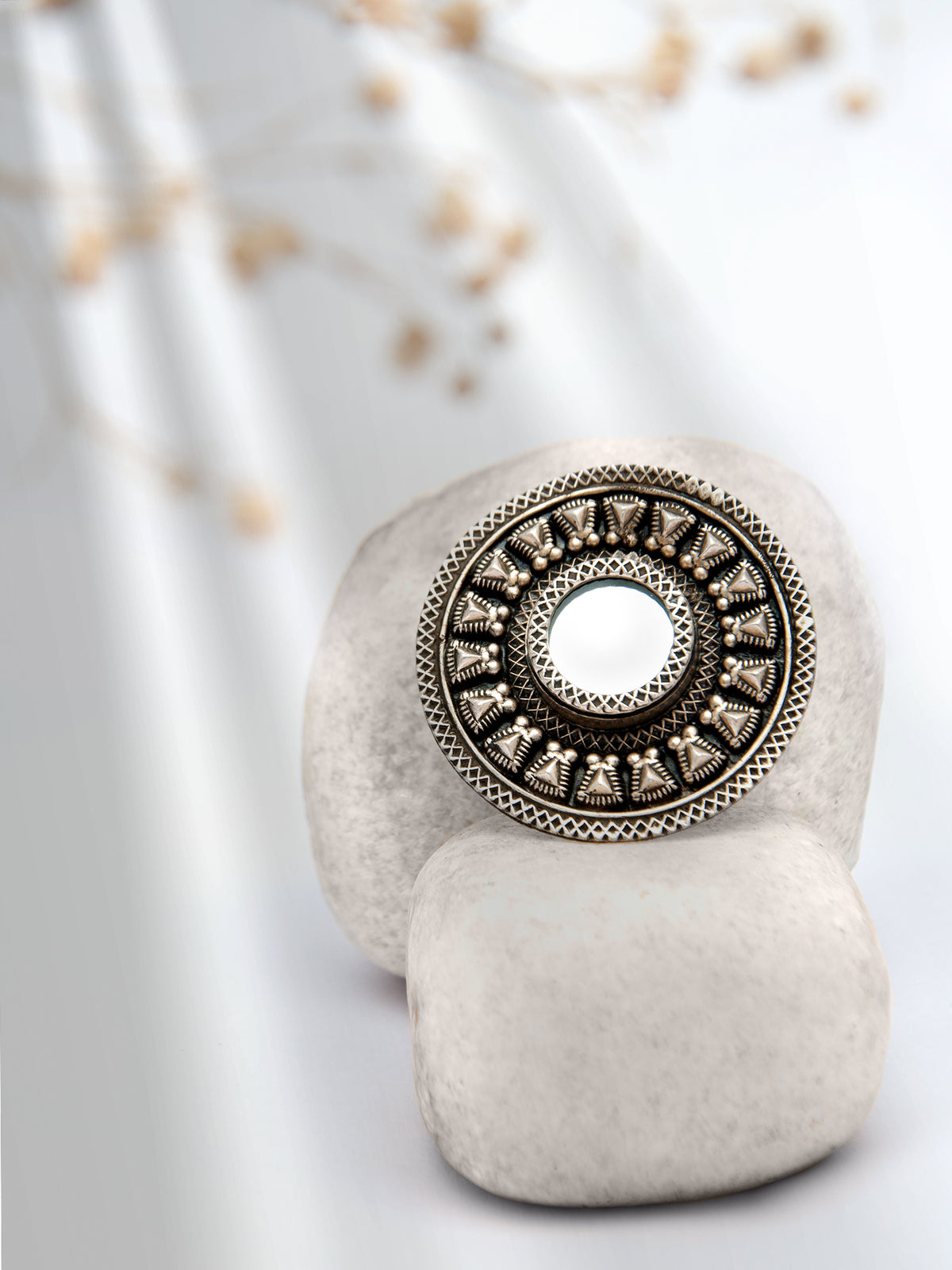 Silver Small Mirror Adjustable Ring view 1