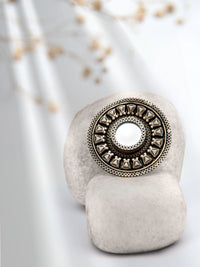 Silver Small Mirror Adjustable Ring view 1