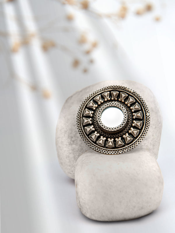 Silver Small Mirror Adjustable Ring