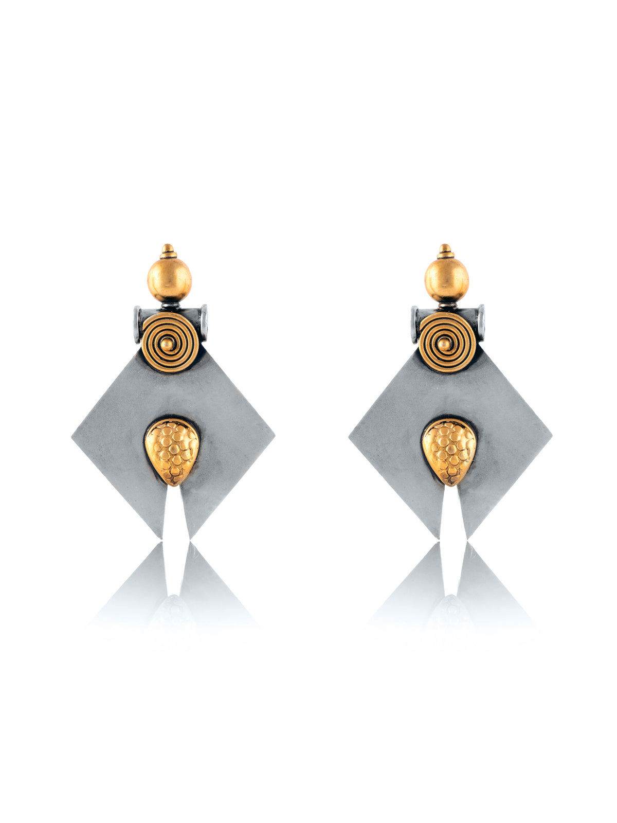 925 Sterling Silver Two Tone Statement Earrings view 3