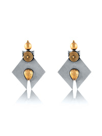 925 Sterling Silver Two Tone Statement Earrings view 3