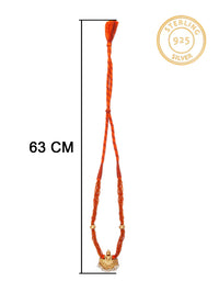 925 Sterling Silver 22K Gold Plated Necklace With Carnelian Beads and Pearl view 4