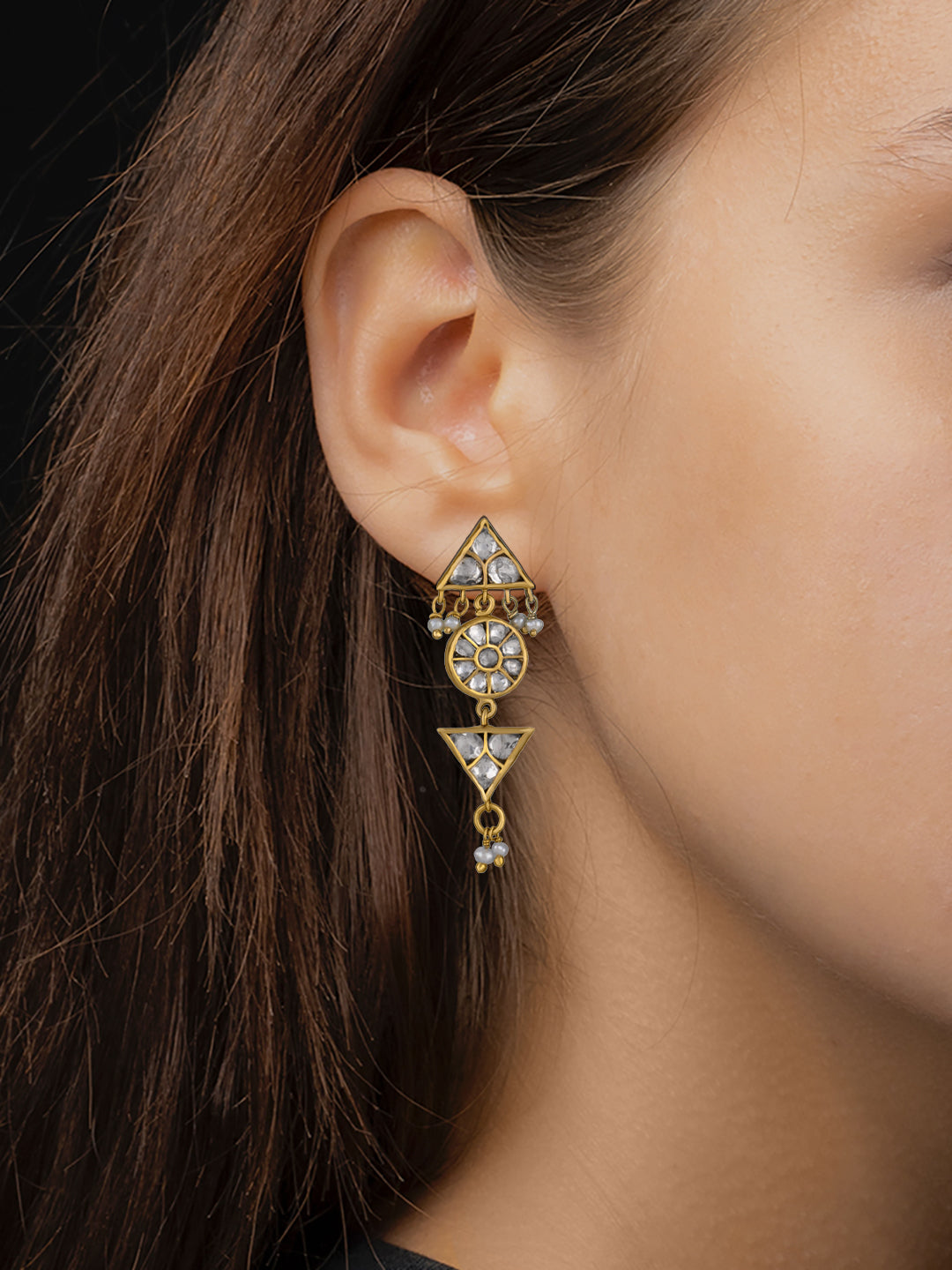 Gold Plated Kundan Earrings view 2