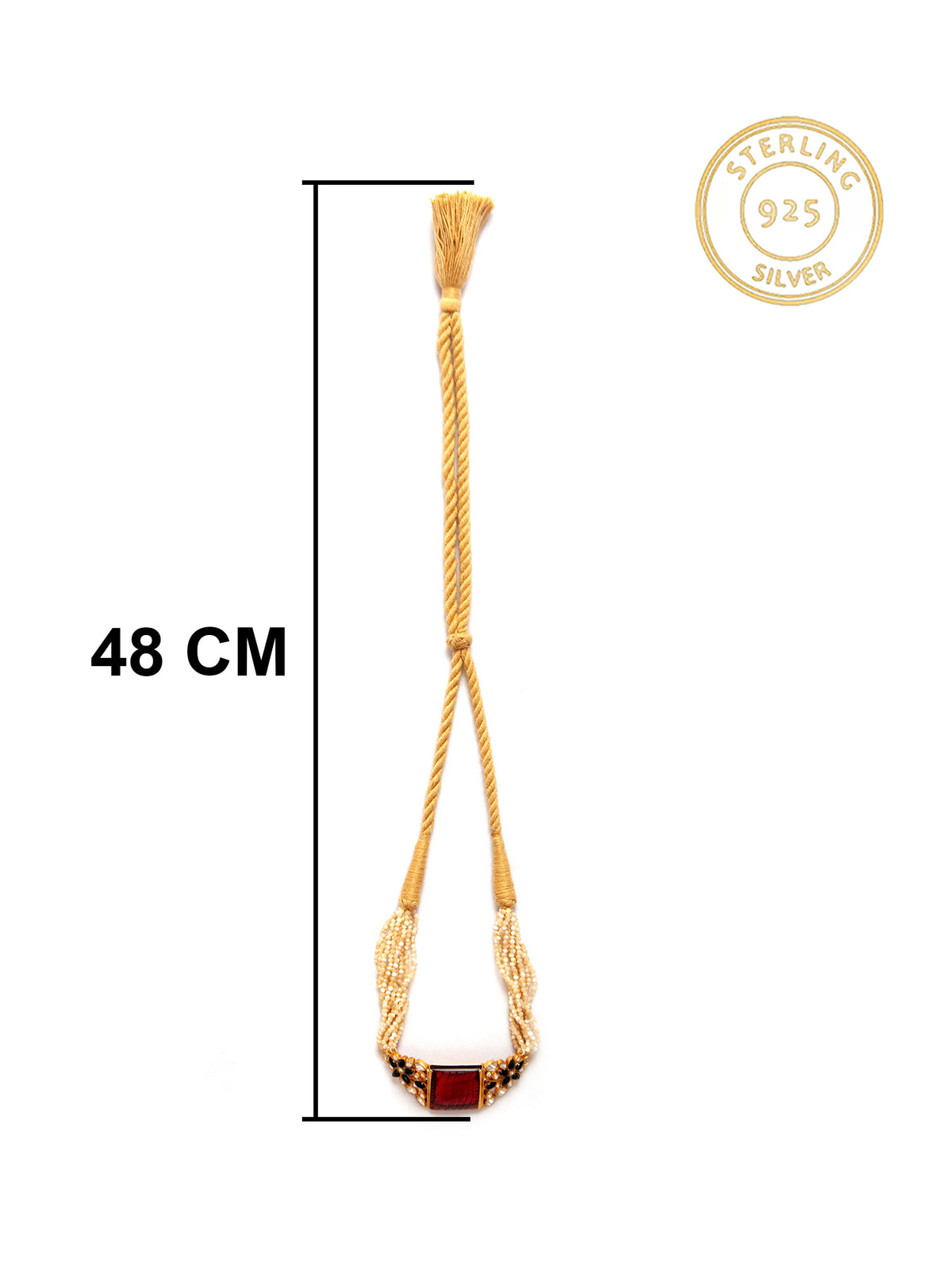 Svarnam Moissanite Red Carved Stone Choker view 6