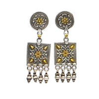 Silver Two-Toned Chitai Tribal Earrings view 1