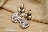 925 Silver Two Tone Floral Earrings view 2