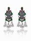 Twin Peacock Chitai Earrings with Multicolor Glass