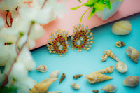 925 Silver Gold Plated Peacock Earrings with Checker Stones view 3