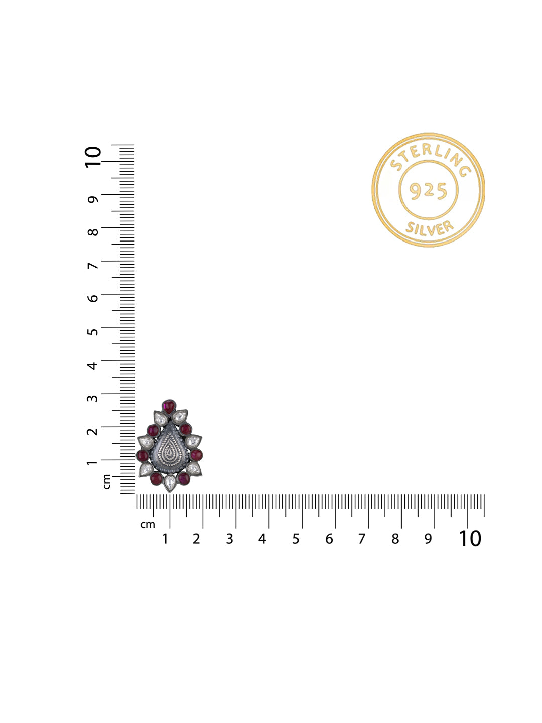 925 Sterling Silver Paan Studs with Kundan and Ruby view 3