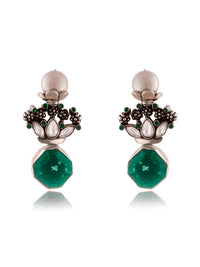 Aurora Emerald Studs with Pearl view 3