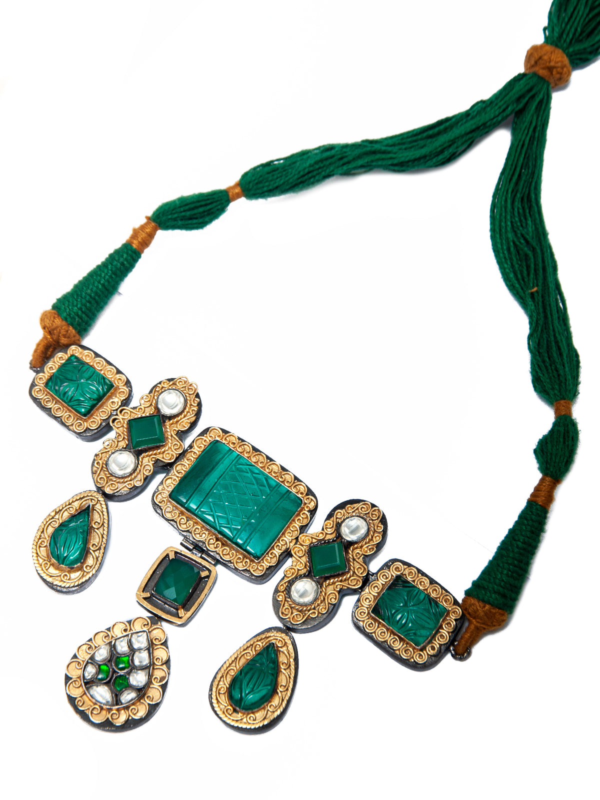 925 Sterling Silver Statement Designer Necklace (Big) with Kundan view 3