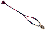 925 Sterling Silver Necklace with Blue Lapis Pendant and Adjustable Patwa Thread view 3