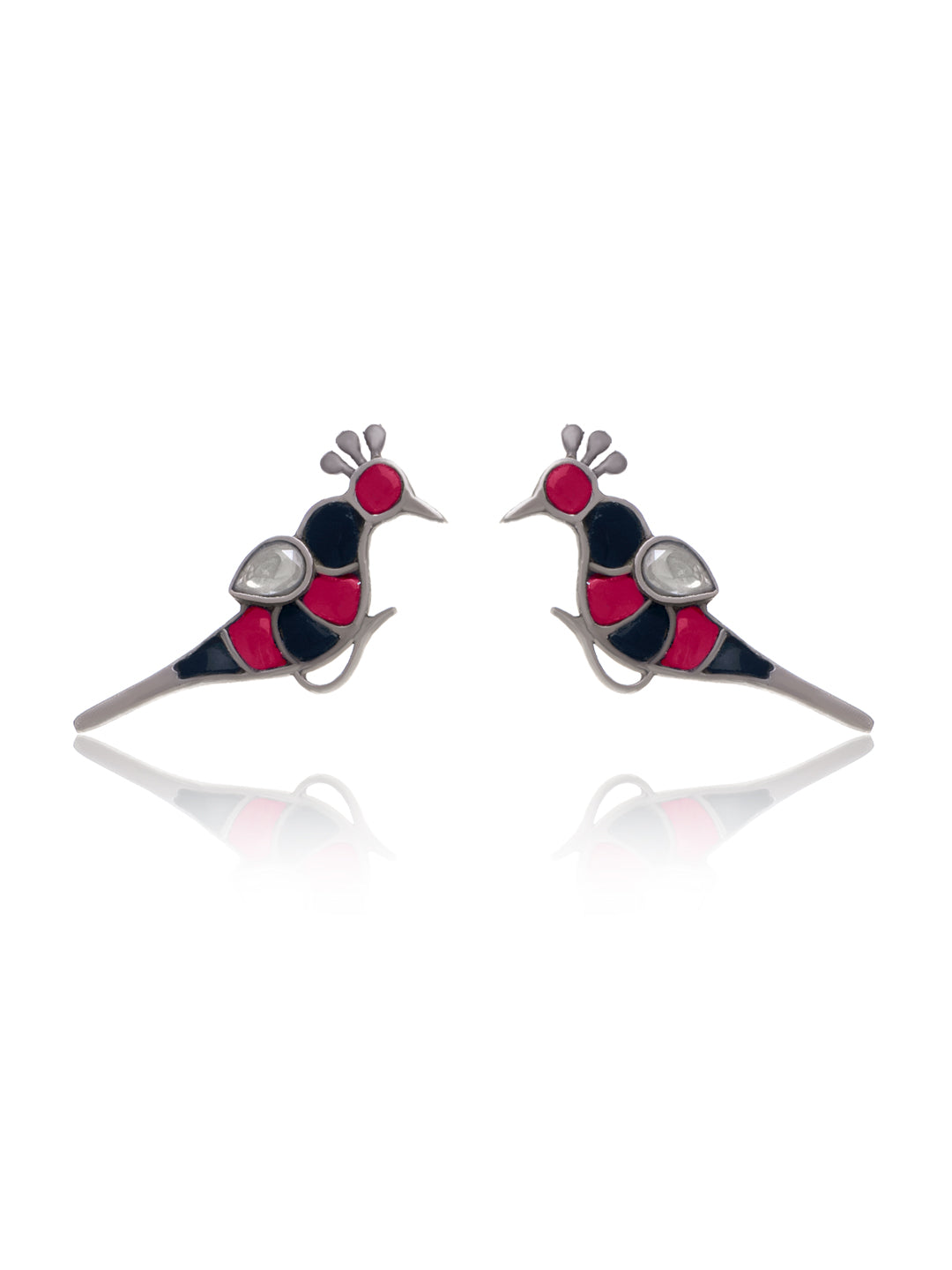 Multicolor Peacock Studs with Pearl view 1