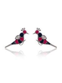 Multicolor Peacock Studs with Pearl view 1