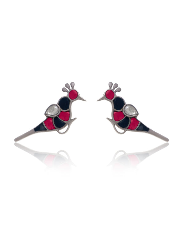 Multicolor Peacock Studs with Pearl