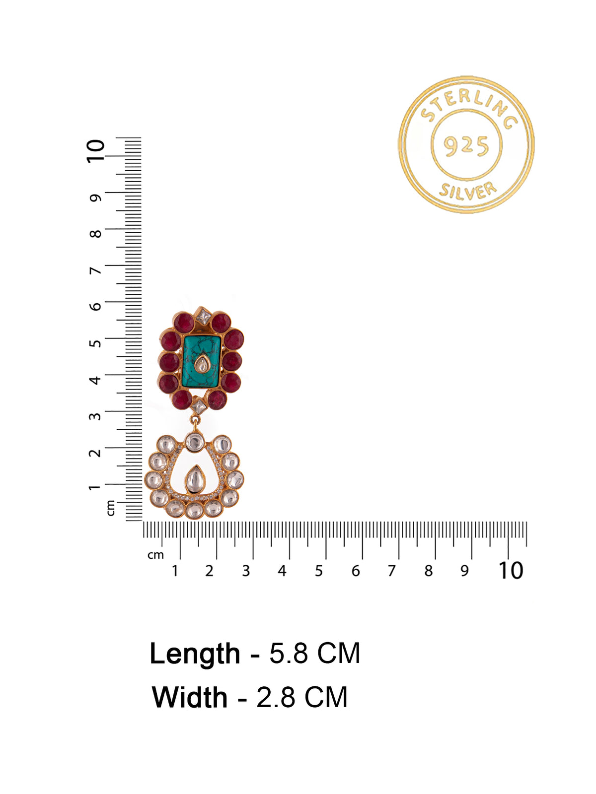 Svarnim Turquoise Ruby Kundan Earrings view 5
