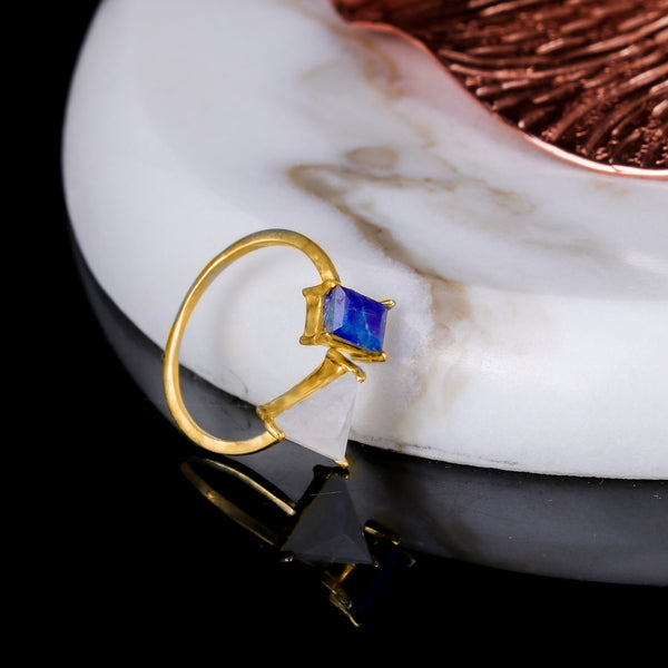925 Silver Gold Plated Triangle Ring