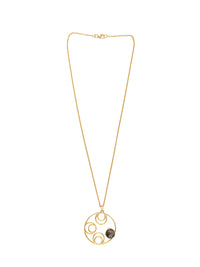 Gold Plated Circular Necklace with Labradorite Gemstone view 2