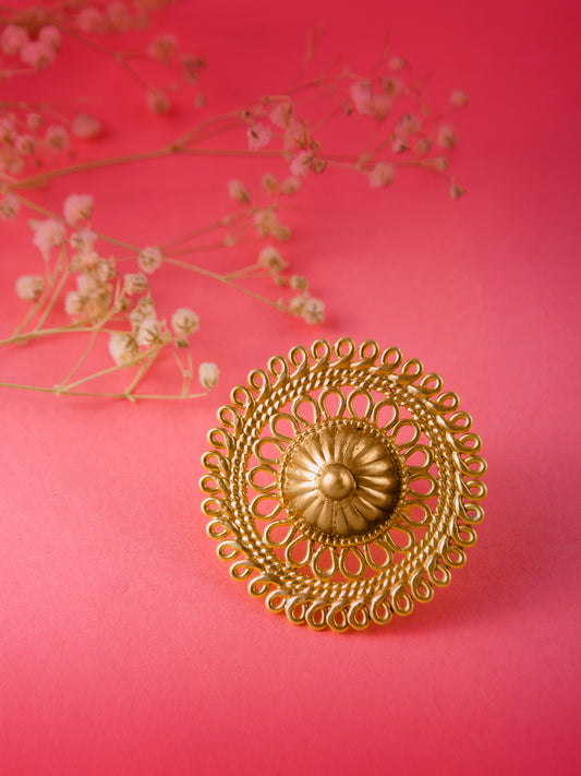 Svarnam Gold Mesh Ring